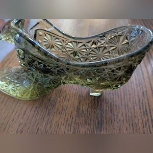 Vintage Fenton green kitten flower shoe